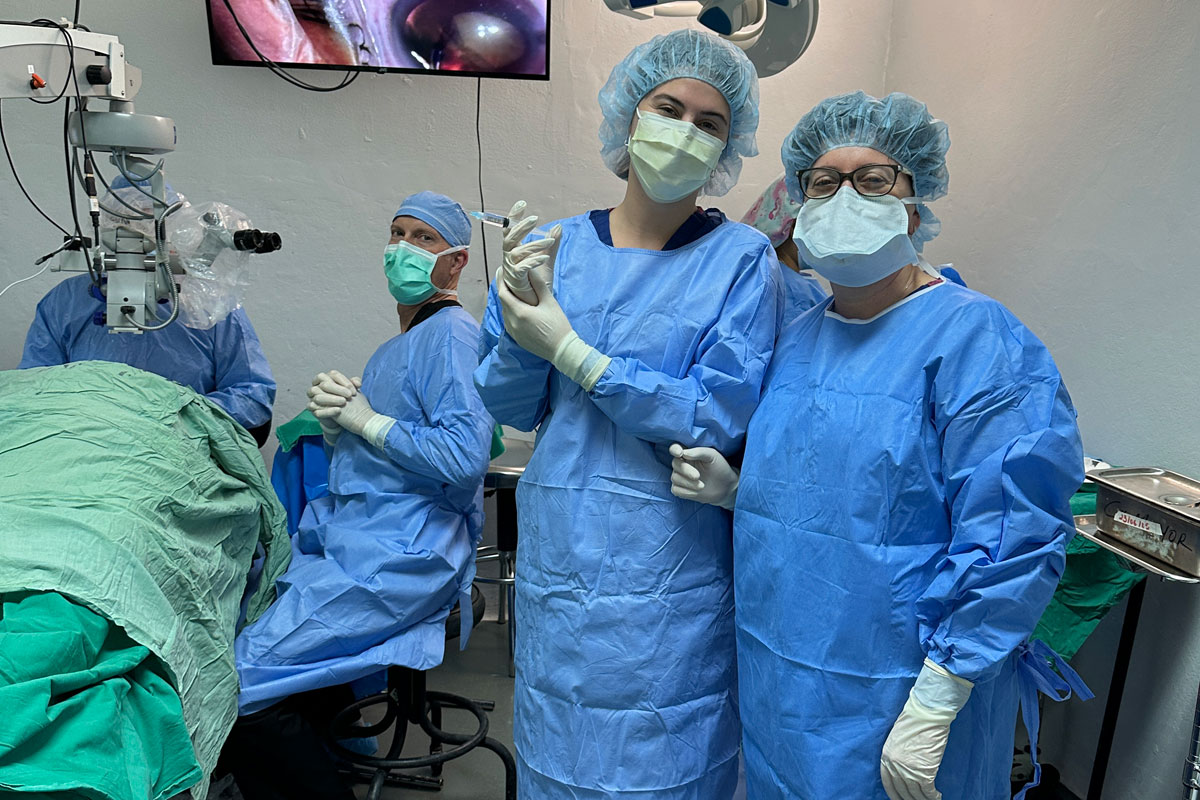 Surgical team in the operating room during glaucoma outreach in Honduras